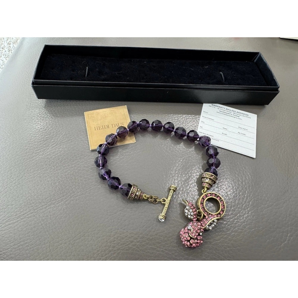 Heidi Daus " Rabbit" Pink And Purple Swarovski Crystal Bracelet